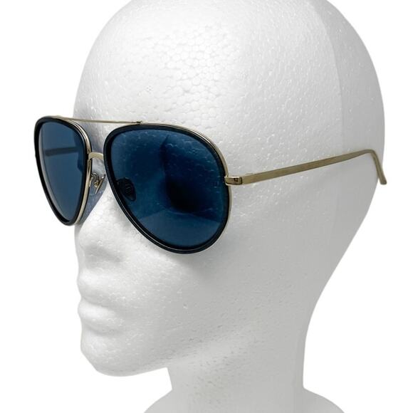 Linda Farrow Premium Luxury Aviator Sunglasses Blue Gold w/ case, box LFL 539/5 - Picture 3 of 11